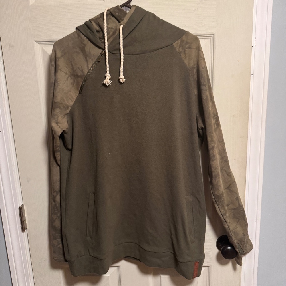 Ampersand Ave double hooded sweatshirt with thumbholes